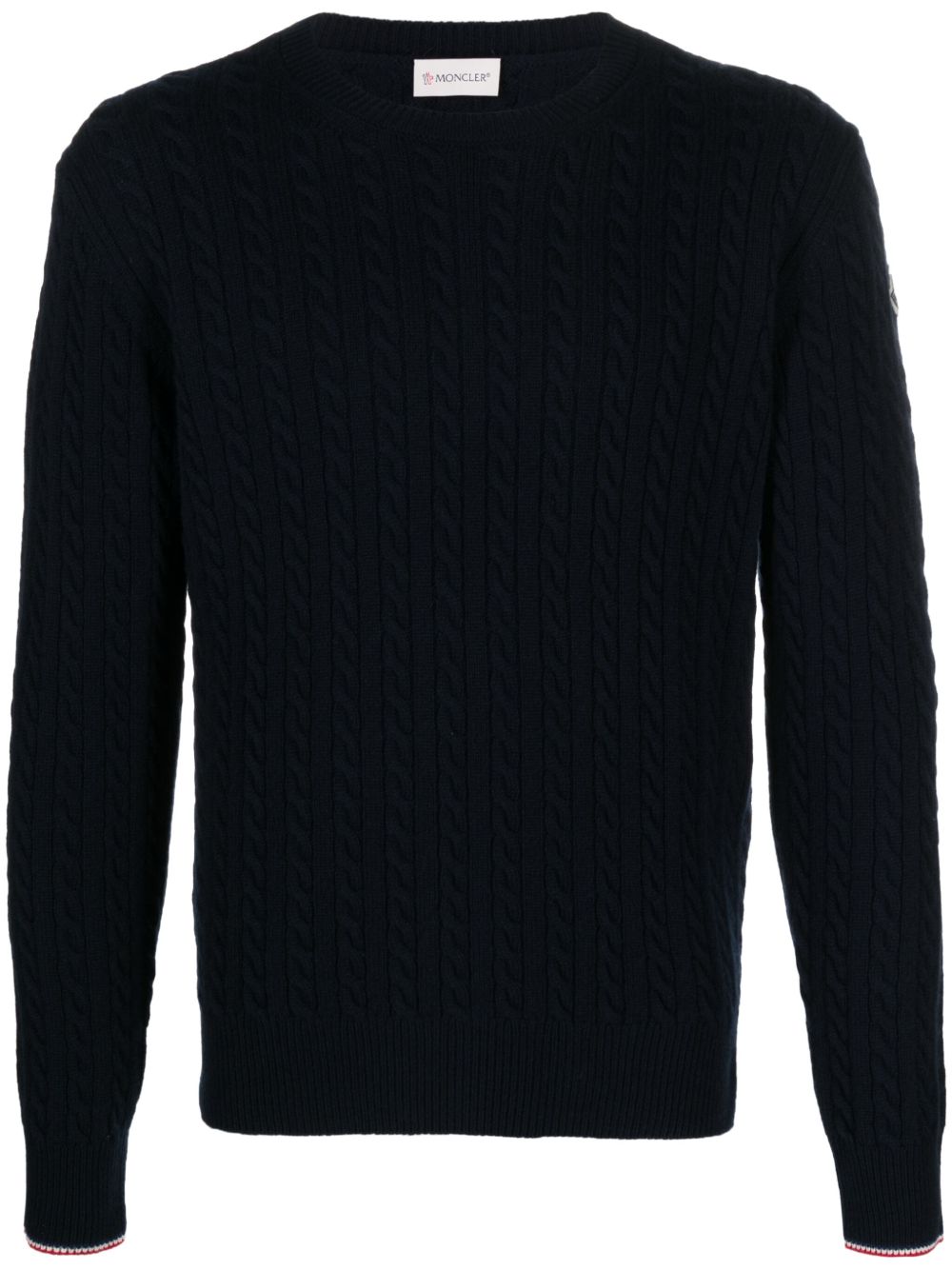 Moncler 初剪羊毛粗绞花针织毛衣 - 蓝色