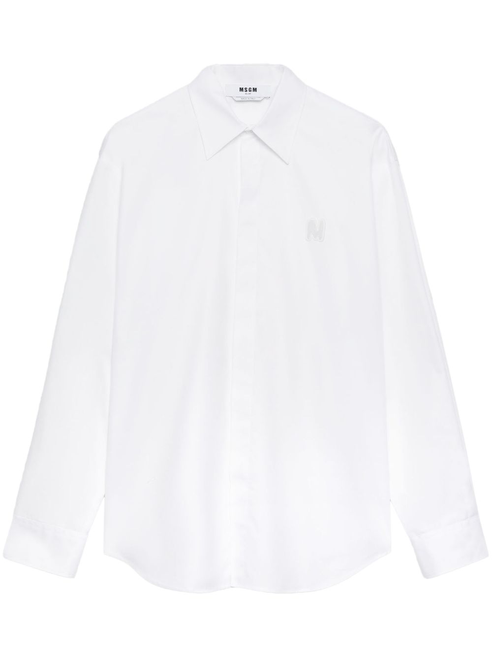 MSGM logo贴花长袖衬衫 - 白色