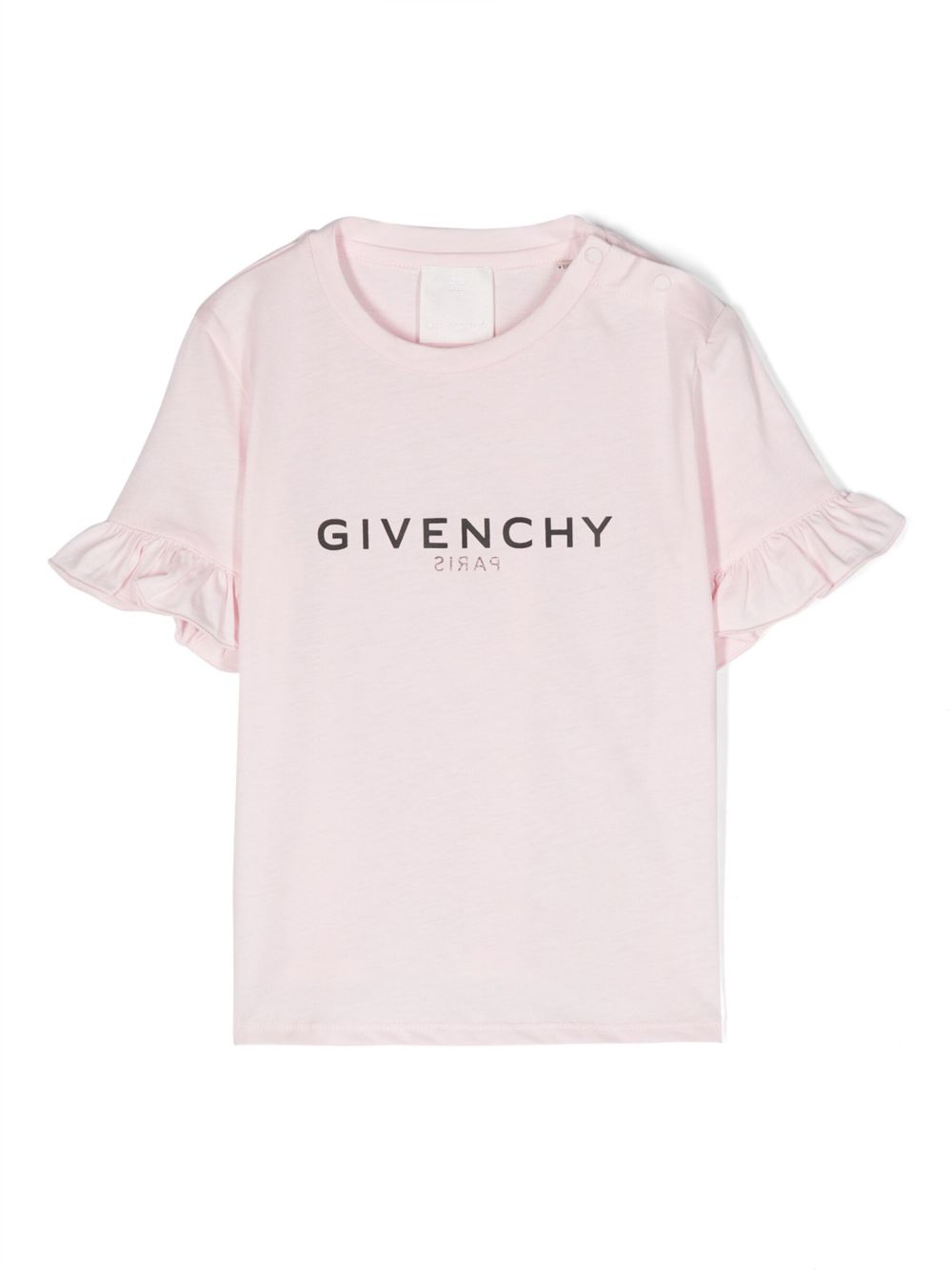 Givenchy Kids logo印花荷叶边T恤 - 粉色