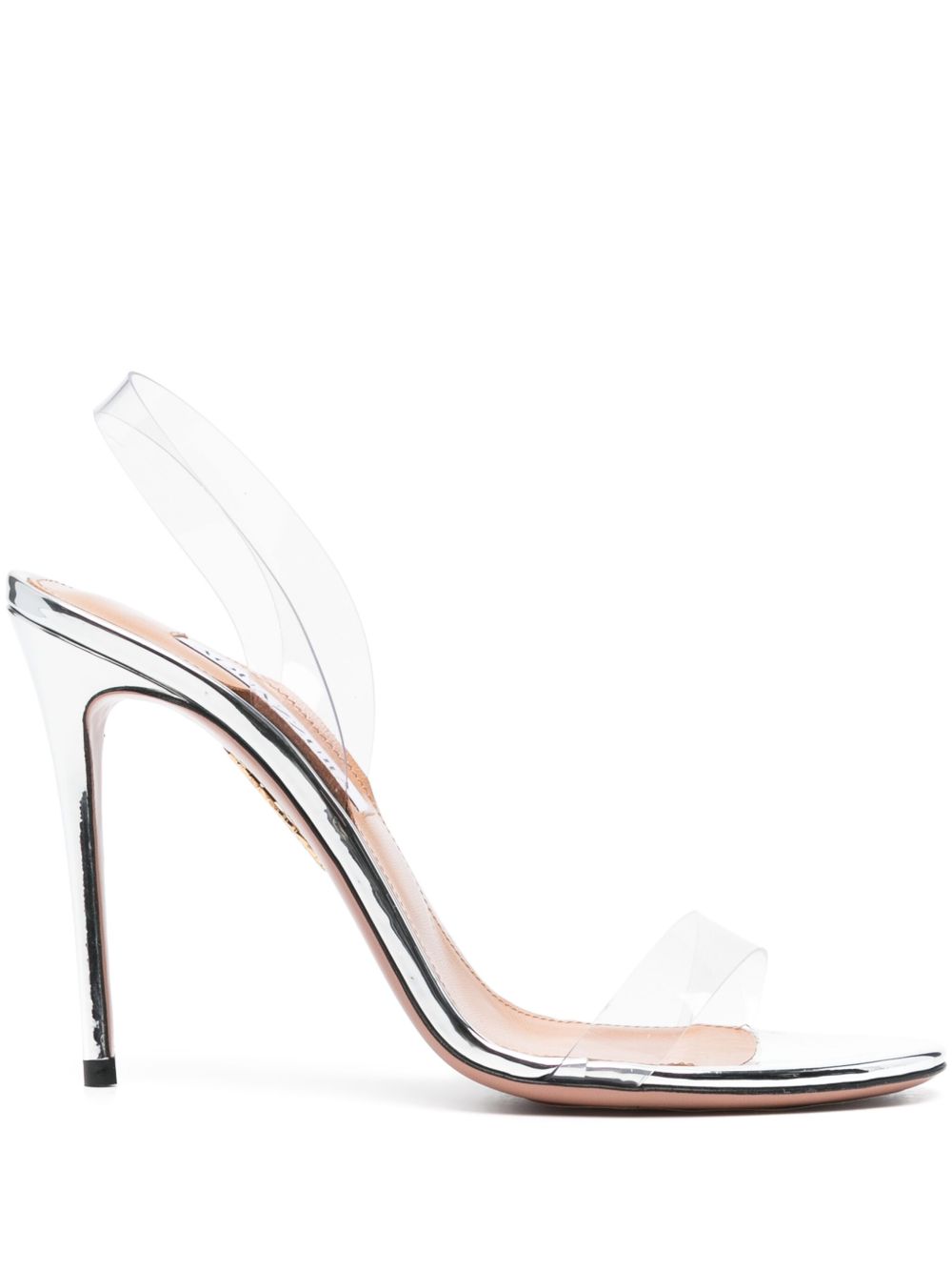 Aquazzura So Nude Plexi 金属感高跟凉鞋 - 银色