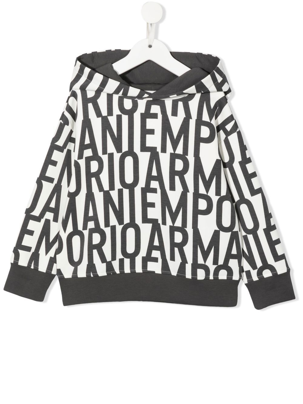 Emporio Armani Kids logo印花棉连帽衫 - 白色