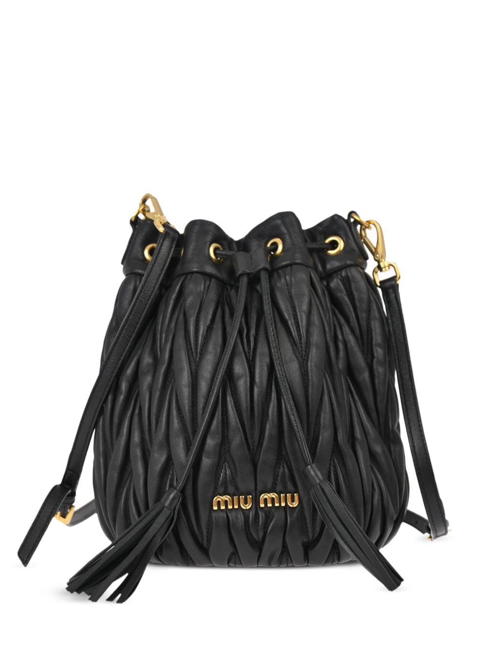 Miu Miu Pre-Owned 马特拉塞凸纹水桶包（2010年代典藏款） - 黑色