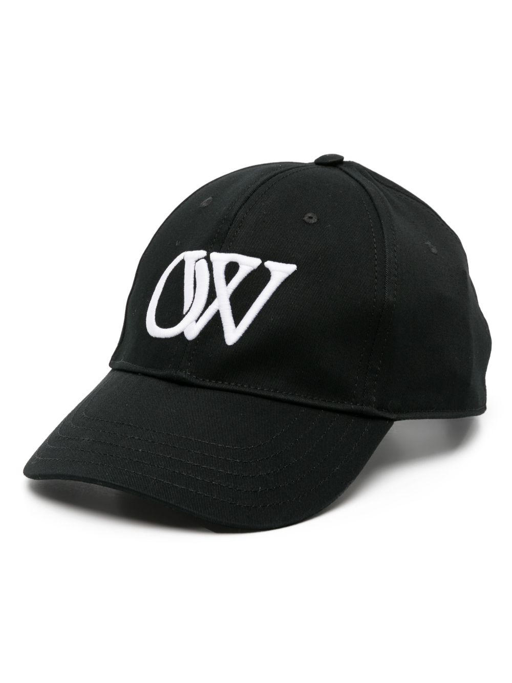 Off-White logo刺绣棉棒球帽 - 黑色