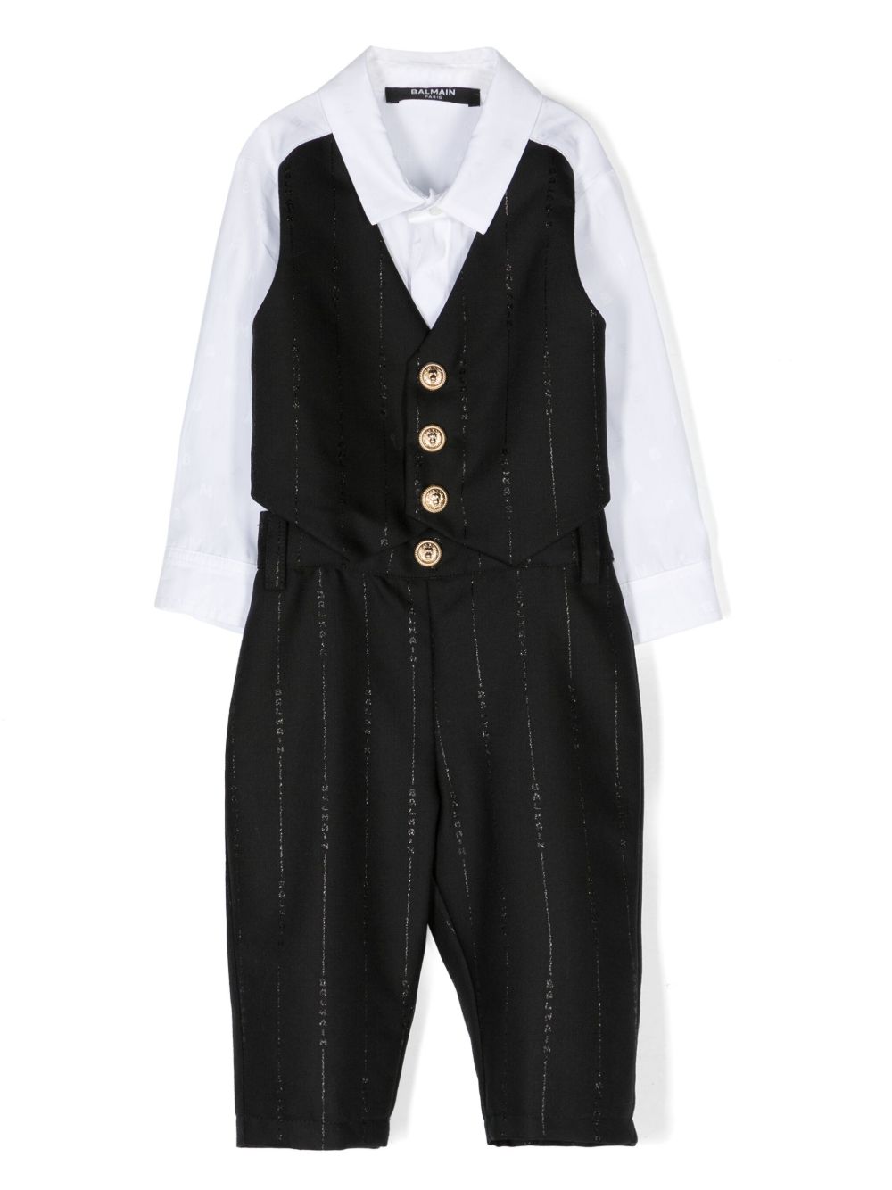 Balmain Kids Trompe-l'oeil 西装套装 - 黑色