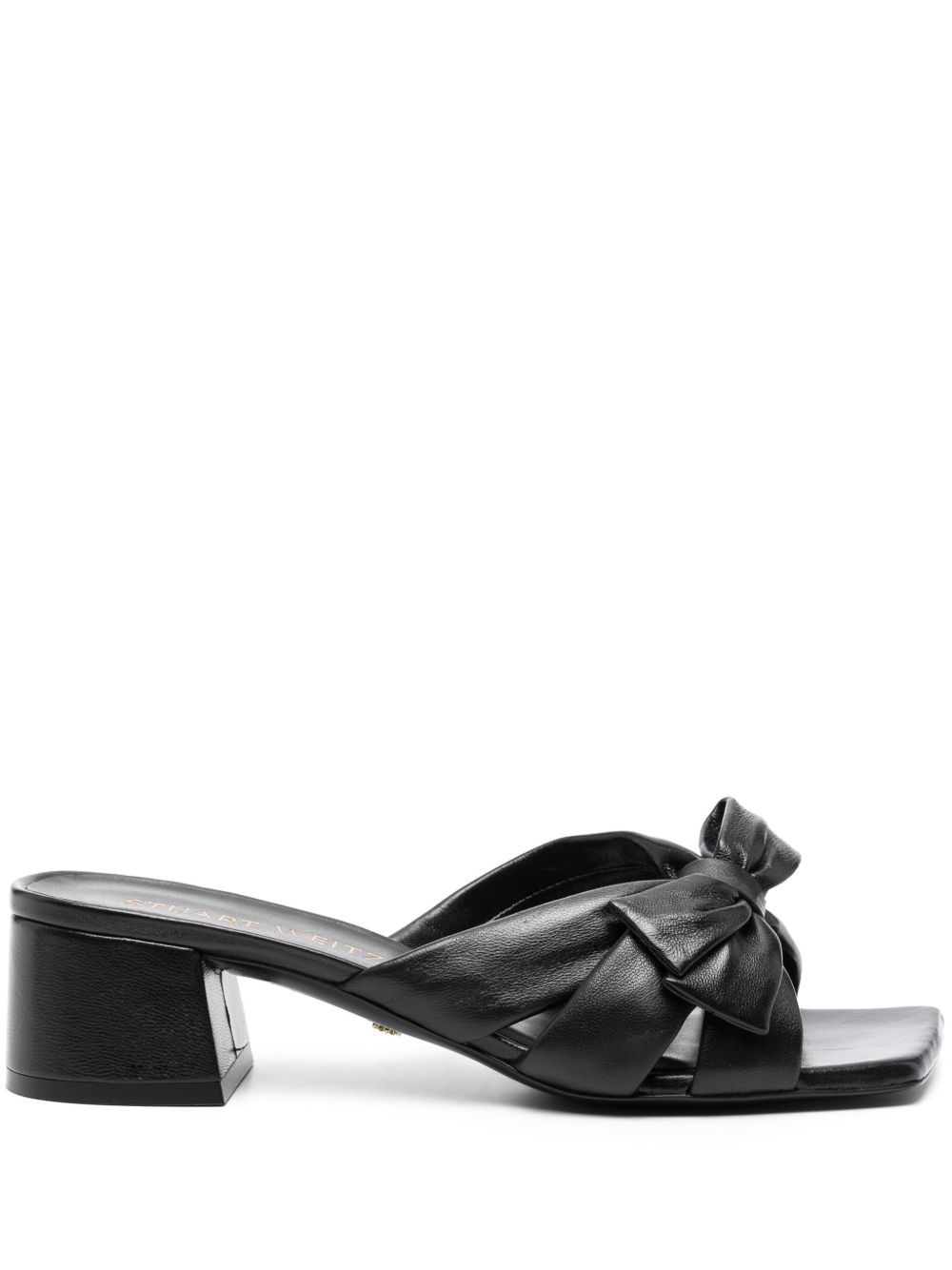 Stuart Weitzman Sofia 皮质低跟凉鞋 - 黑色