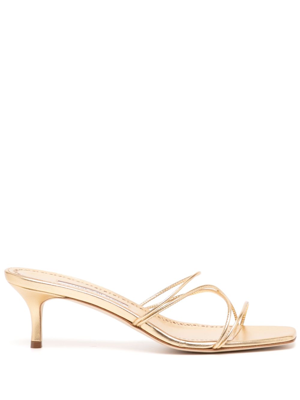 Manolo Blahnik Ninfemu 中跟皮质凉鞋 - 金色