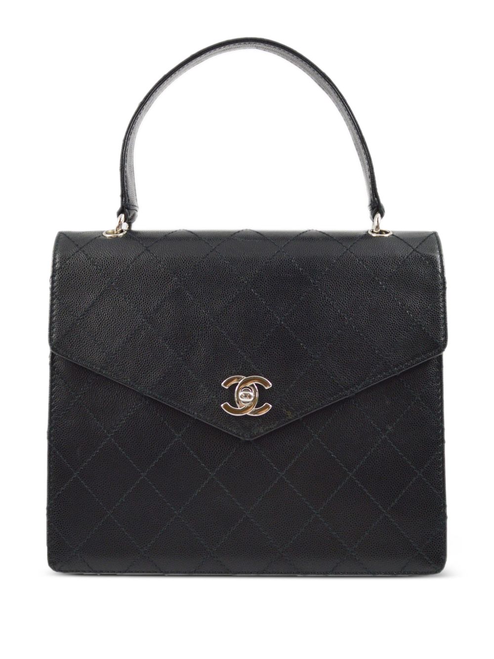 CHANEL Pre-Owned CC 菱纹绗缝手提包（1998年典藏款） - 黑色