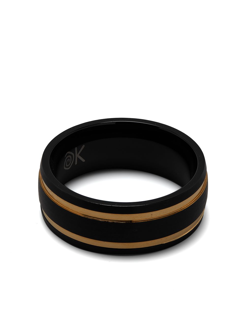 Nialaya Jewelry 双色宽版戒指 - 黑色
