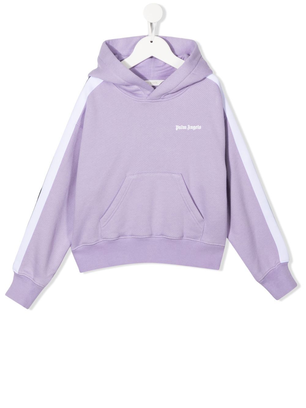 Palm Angels Kids logo印花棉连帽衫 - 紫色