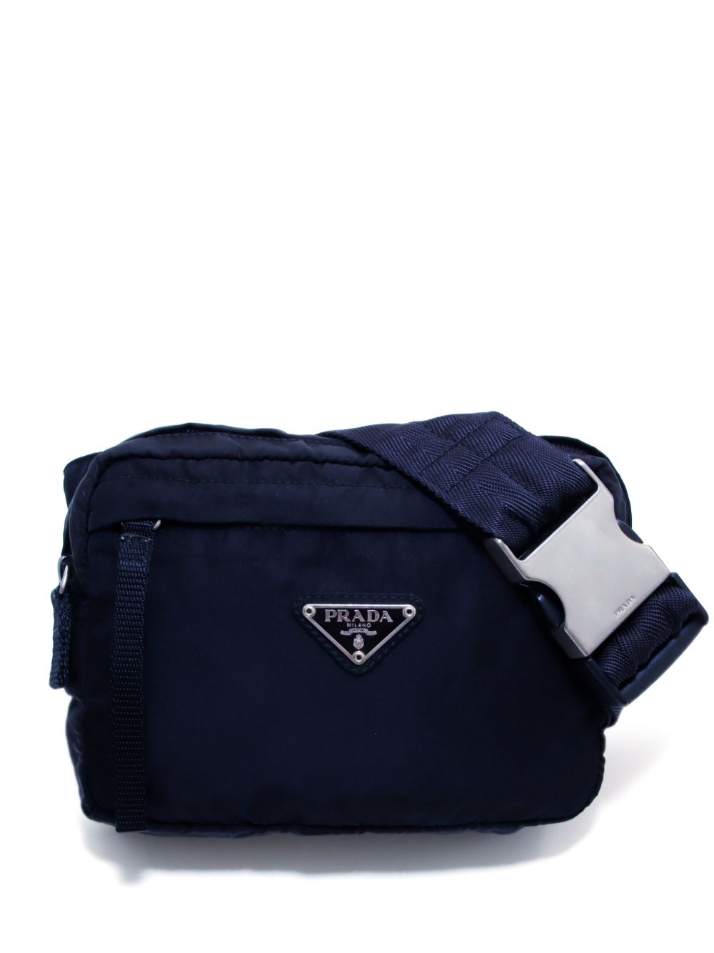 Prada Pre-Owned 三角形logo腰包 - 黑色