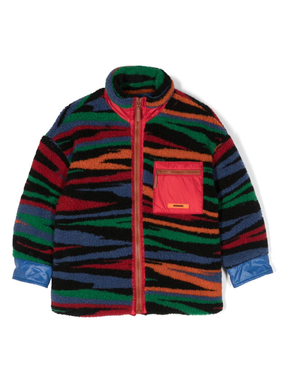 Missoni Kids 抽象印花拉链外套 - 黑色