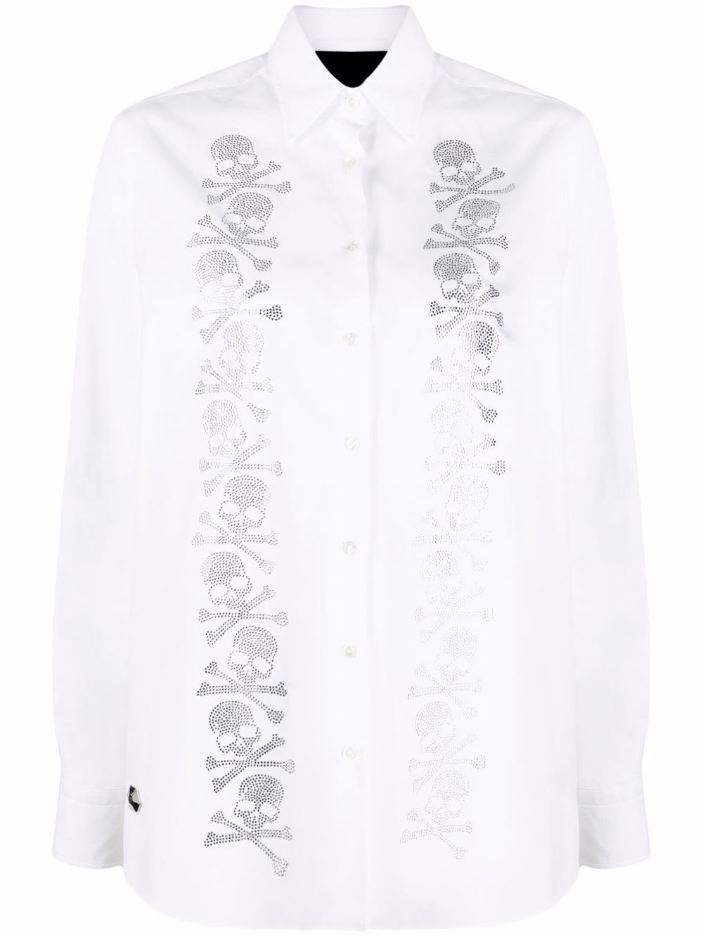 Philipp Plein 水钻骷髅头排扣衬衫 - 白色