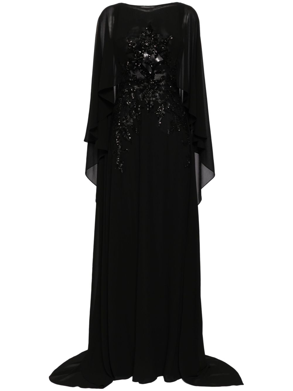 Saiid Kobeisy 缀饰乔其纱礼服 - 黑色