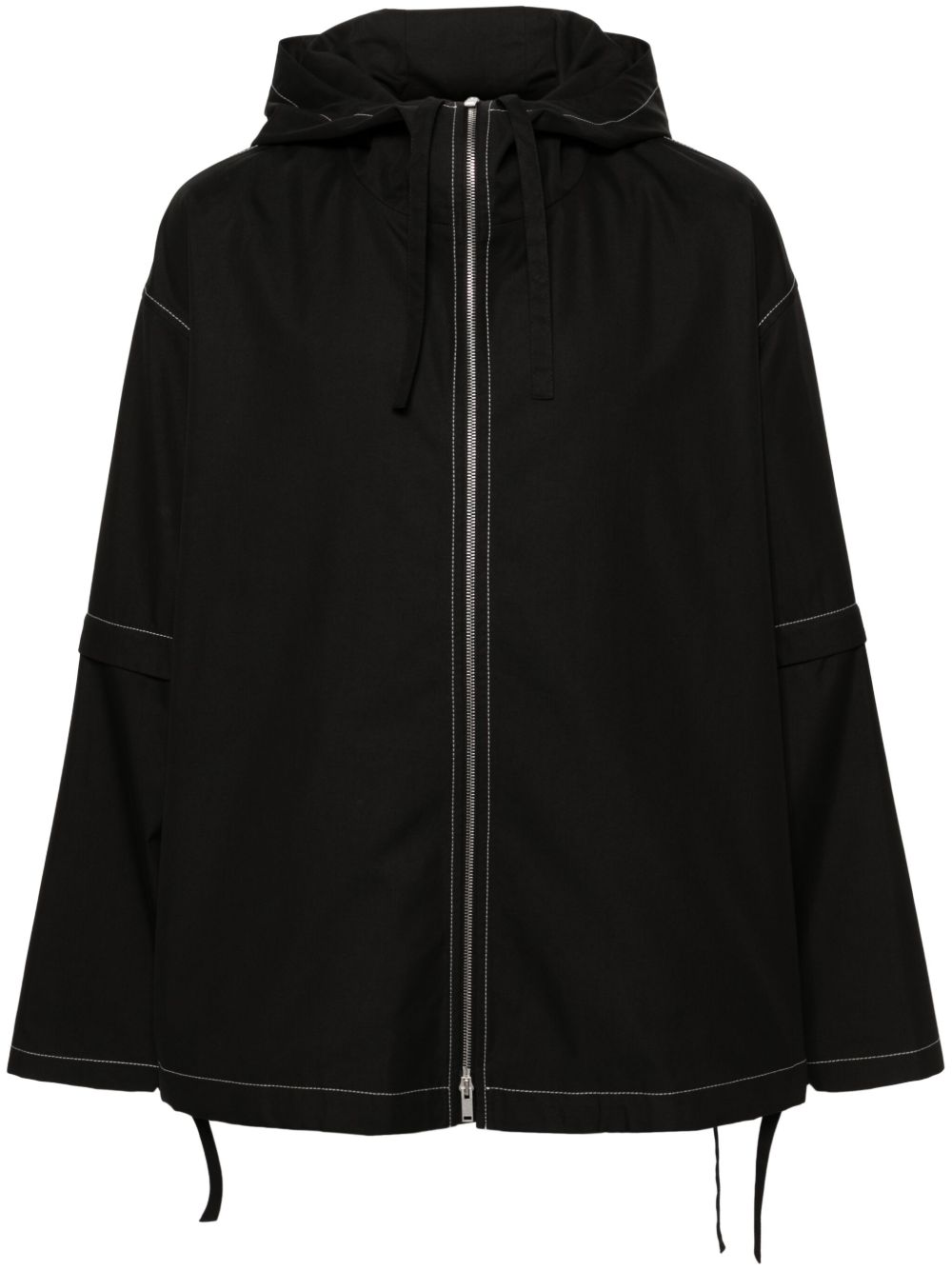 Jil Sander 对比缝线连帽夹克 - 黑色