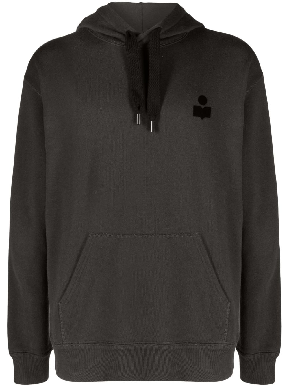 MARANT logo贴花抽绳连帽衫 - 黑色