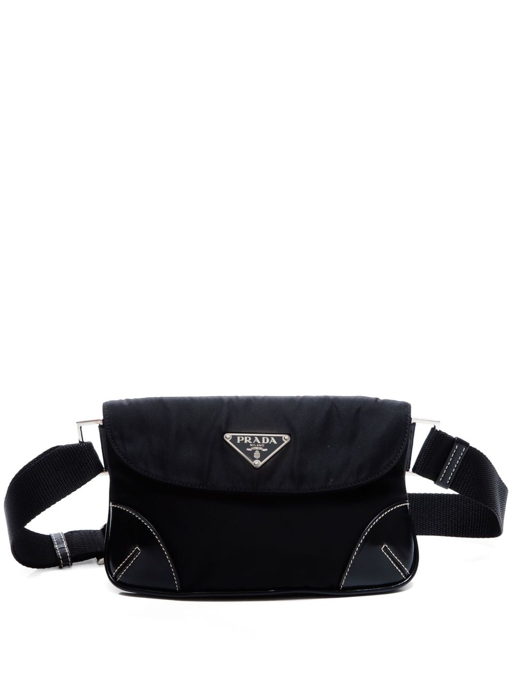 Prada Pre-Owned 三角形logo腰包 - 黑色