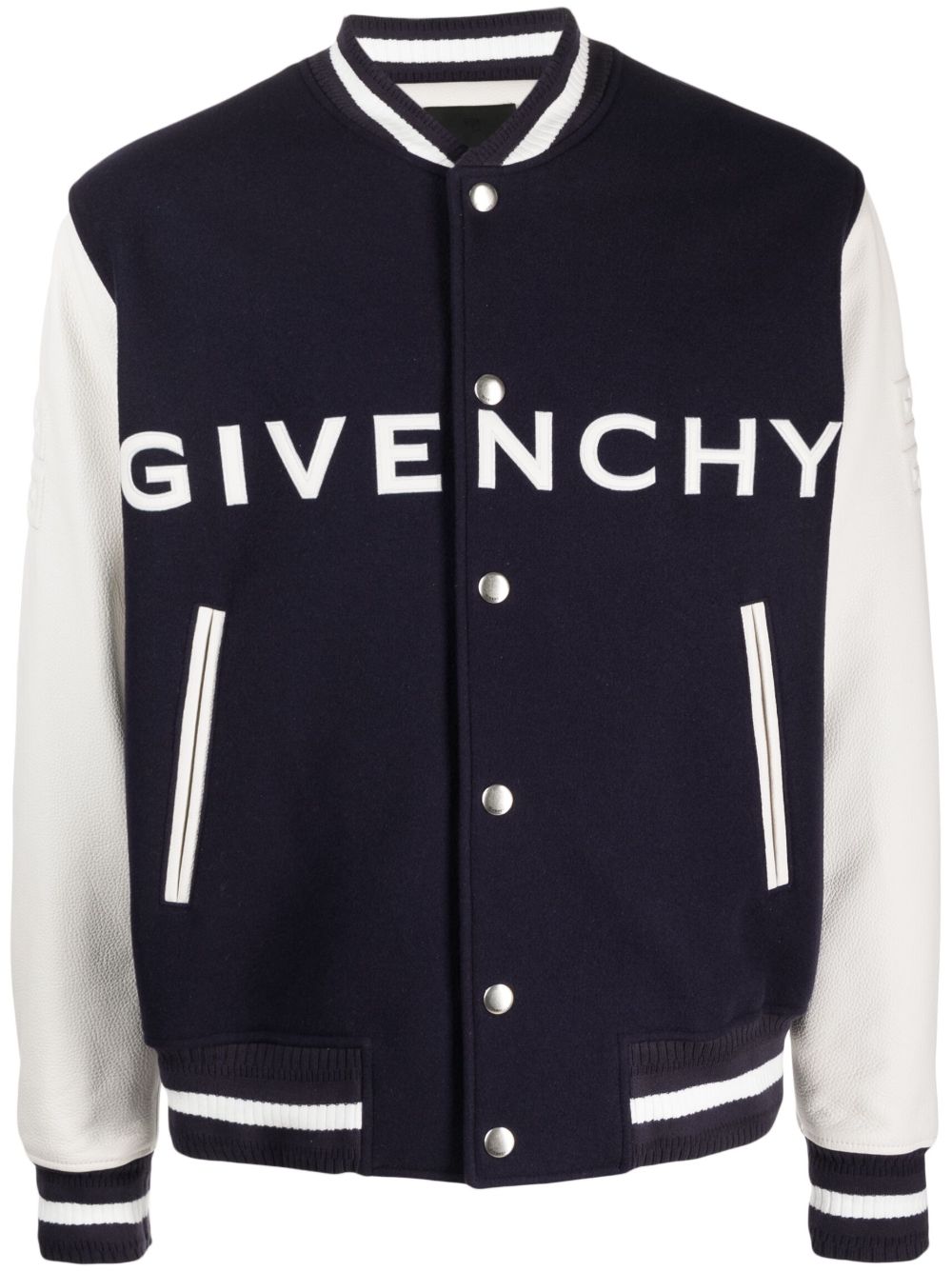 Givenchy logo刺绣排扣棒球夹克 - 蓝色