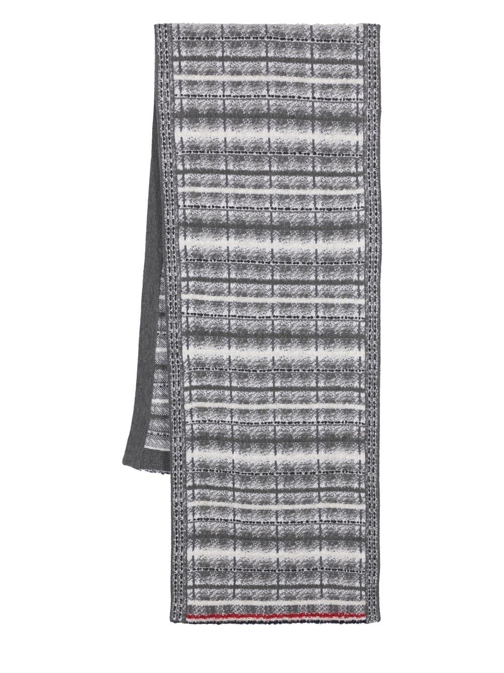 Thom Browne 格纹羊毛围巾 - 灰色
