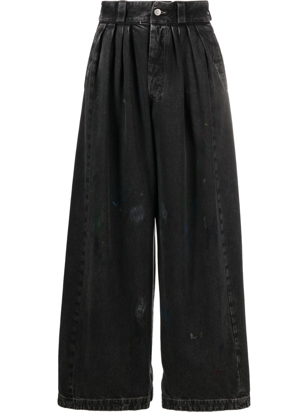 Maison Margiela 泼漆效果阔腿牛仔裤 - 黑色