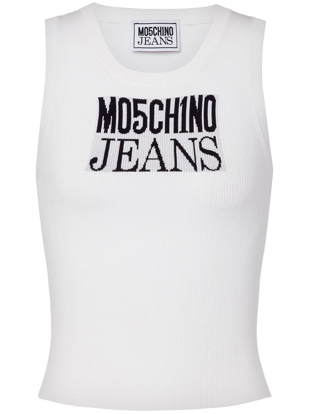 MOSCHINO JEANS logo印花罗纹坦克背心 - 白色
