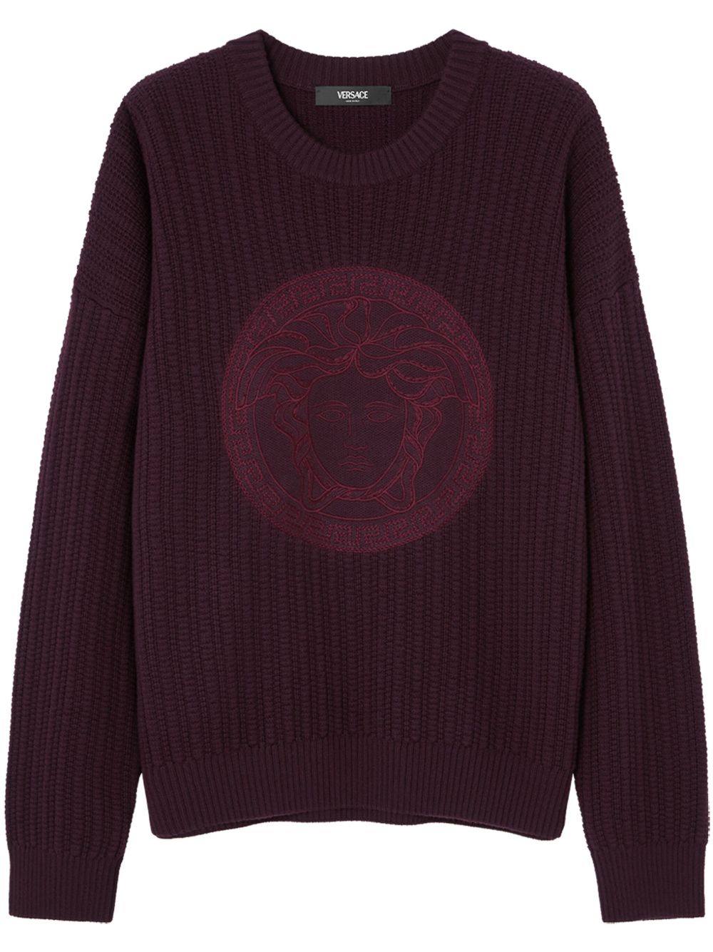 Versace Medusa 绞花针织毛衣 - 红色
