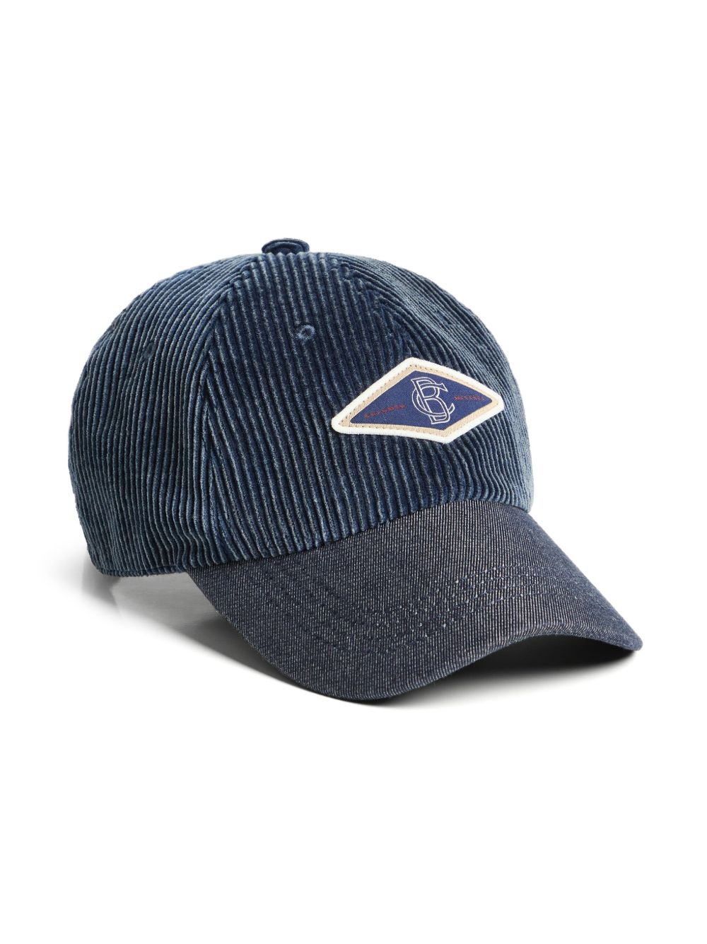 Brunello Cucinelli Kids 标贴灯芯绒棒球帽 - 蓝色