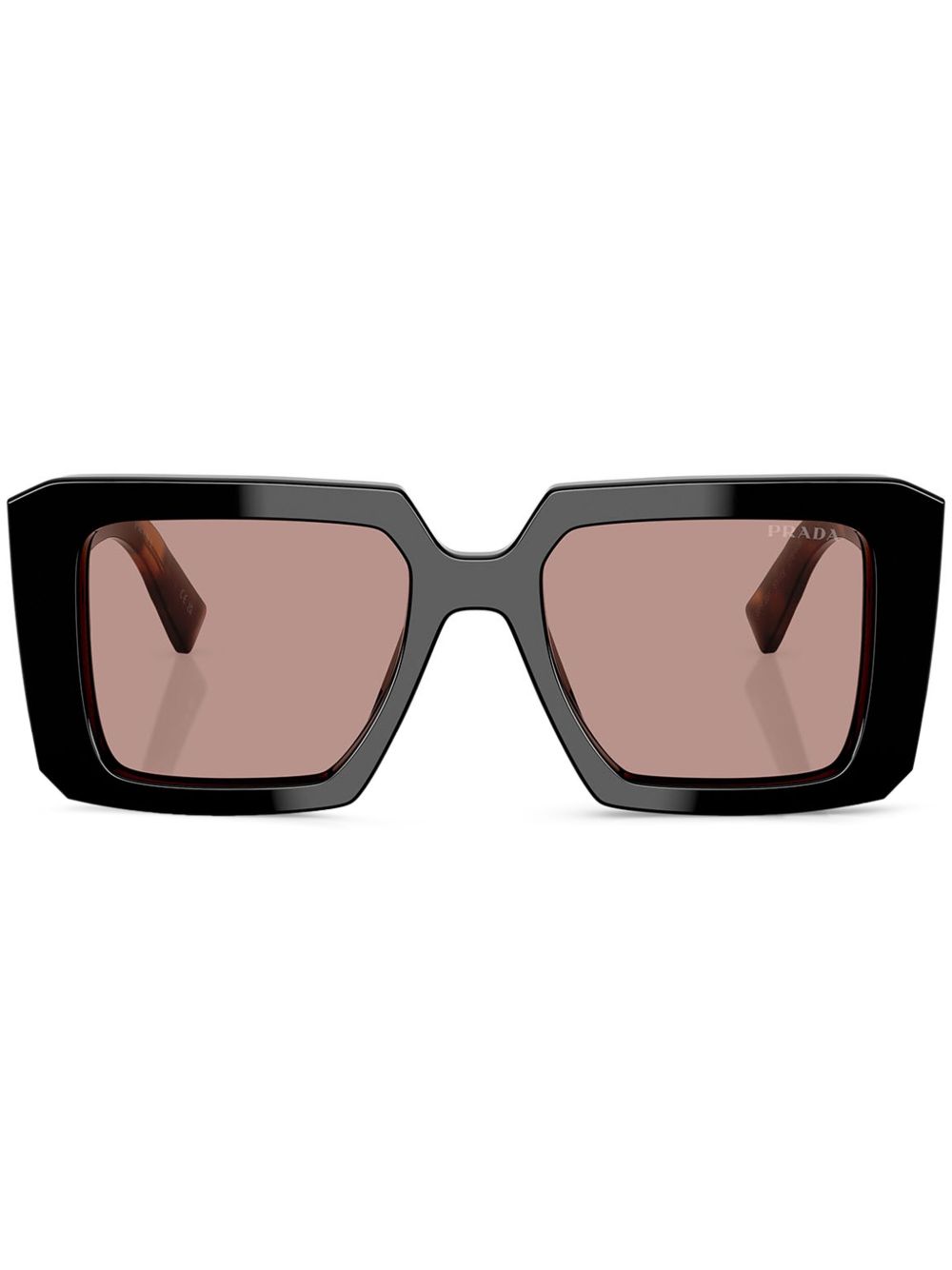 Prada Eyewear 玳瑁纹效果方框太阳眼镜 - 黑色