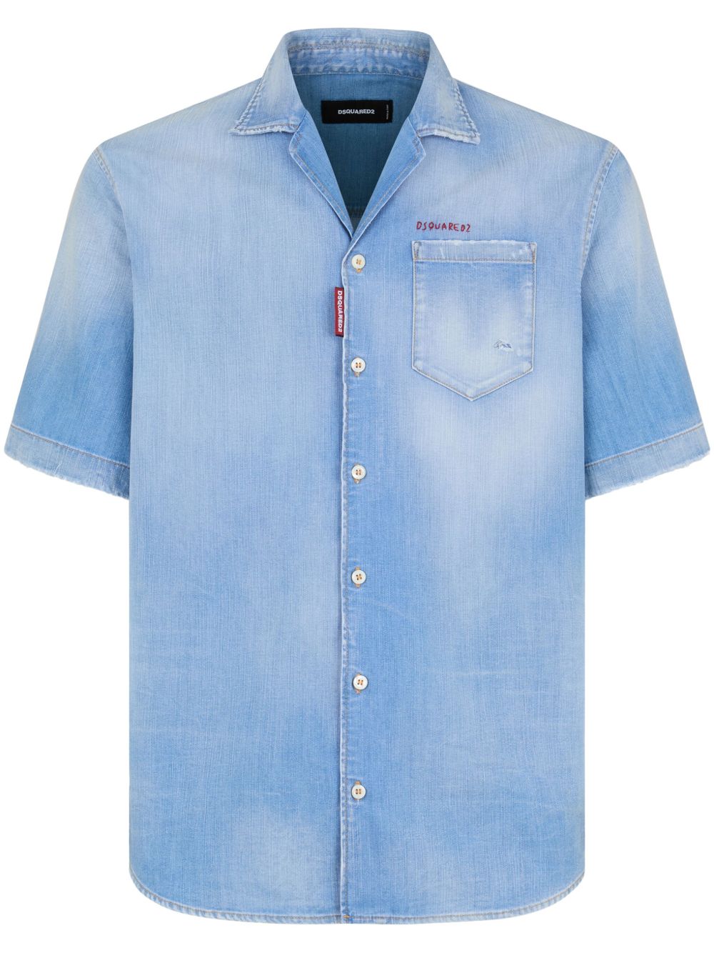 DSQUARED2 褪色牛仔衬衫 - 蓝色