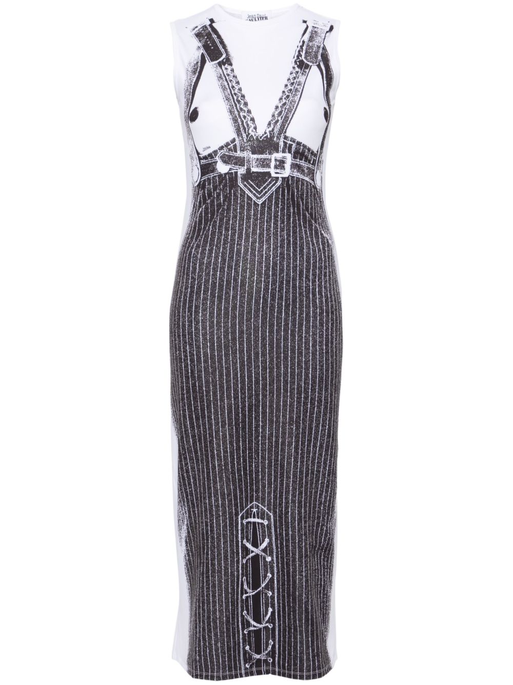 Jean Paul Gaultier Madonna 错觉画印花中长连衣裙 - 白色