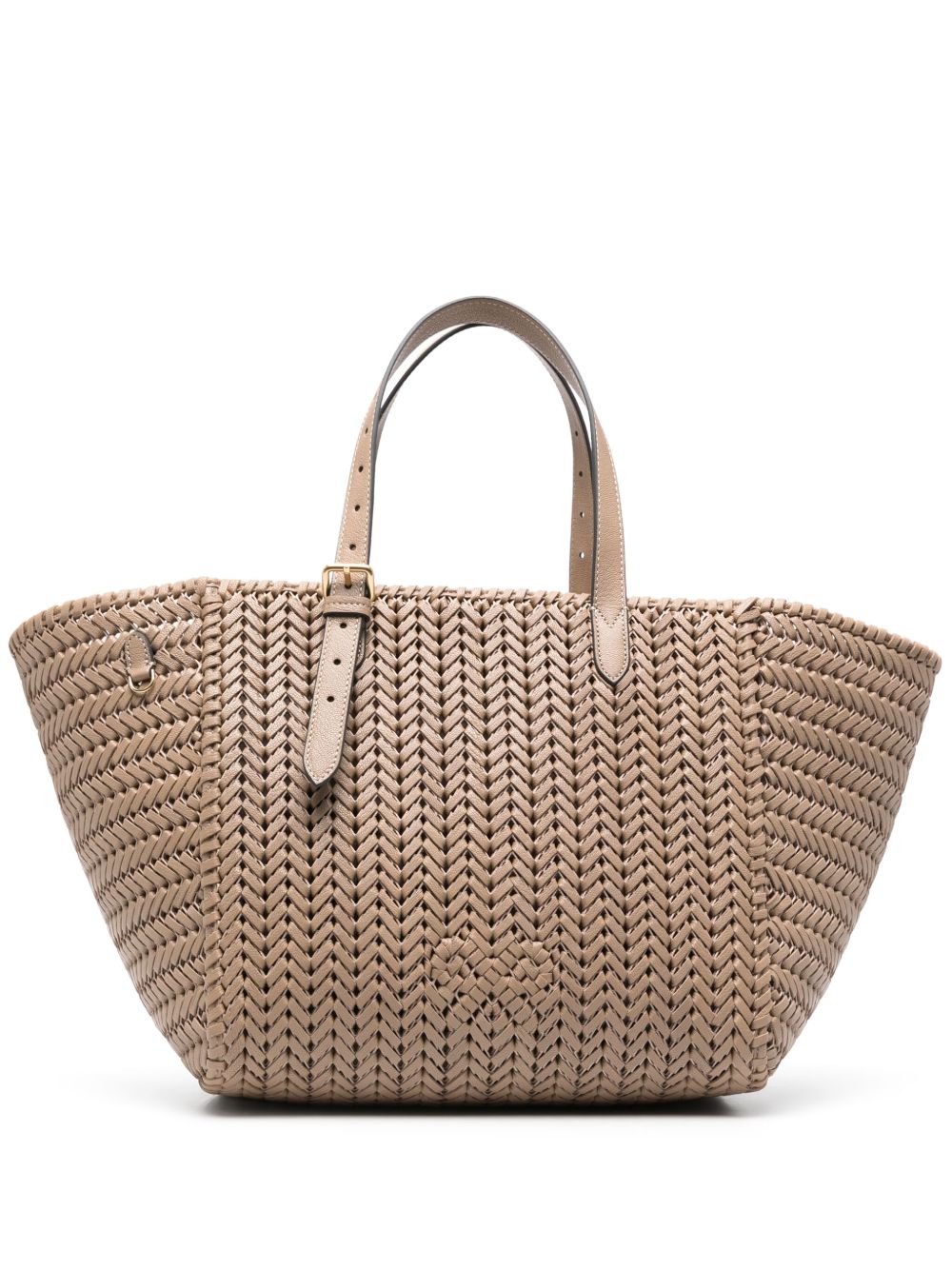 Anya Hindmarch 编织皮质手提包 - 中性色