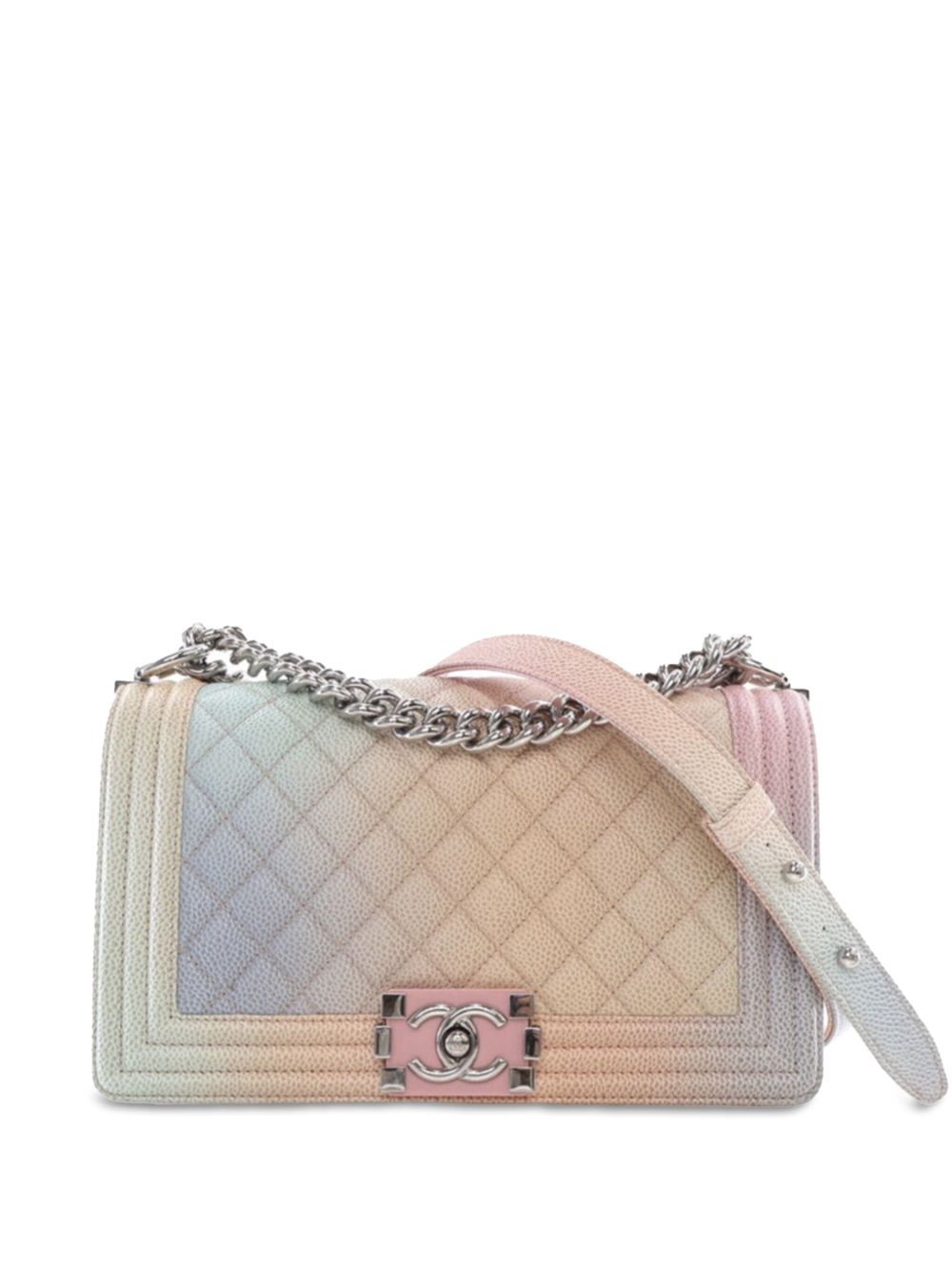 CHANEL Pre-Owned Caviar Rainbow Boy Flap 中号绗缝斜挎包（2018年典藏款） - 彩色