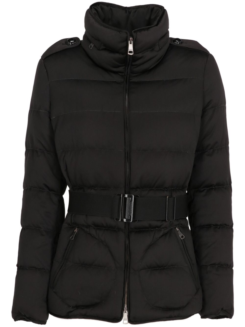 Burberry Pre-Owned 束腰蓬松夹克（2010年典藏款） - 黑色