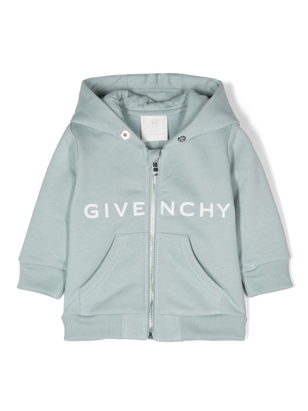 Givenchy Kids logo印花拉链开衫 - 蓝色