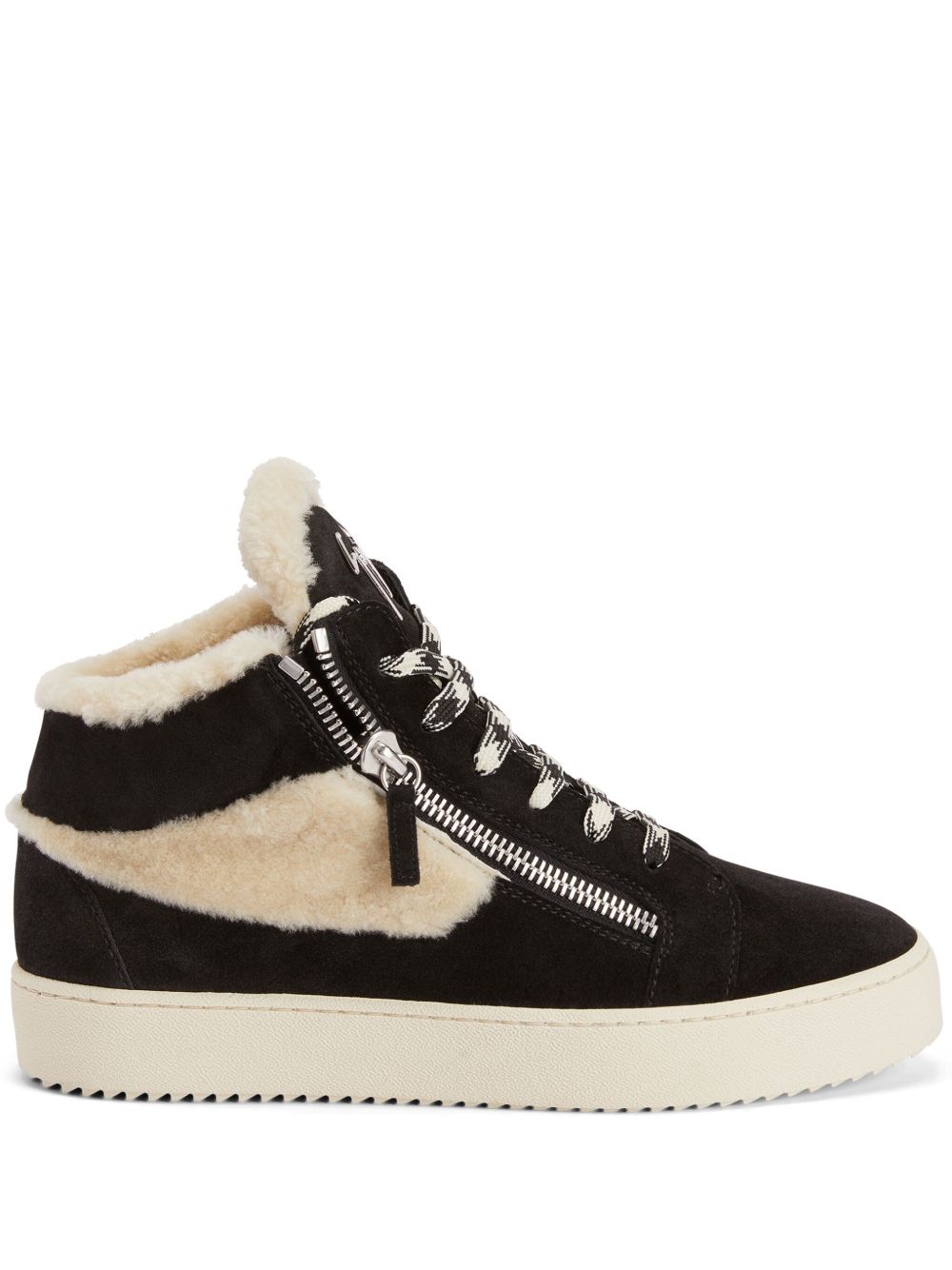 Giuseppe Zanotti Kriss Ice 皮毛一体缀饰运动鞋 - 黑色