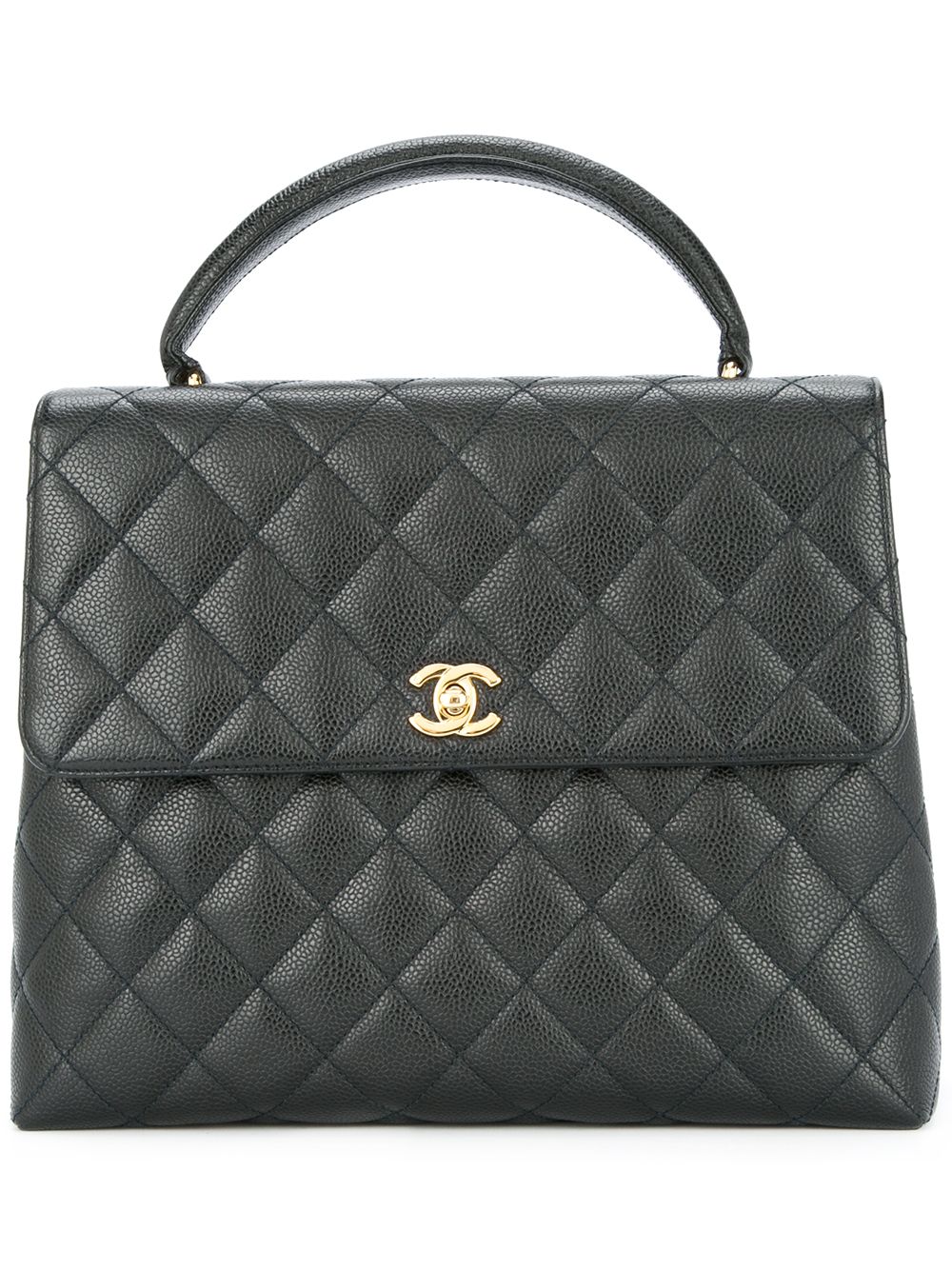 CHANEL Pre-Owned 古着CC logo绗缝手提包 - 黑色