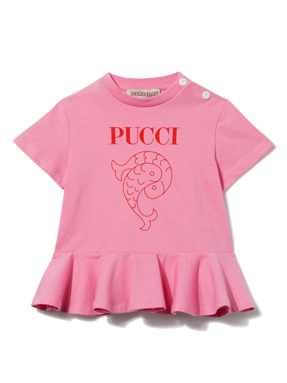 PUCCI Junior logo印花短袖连衣裙 - 粉色