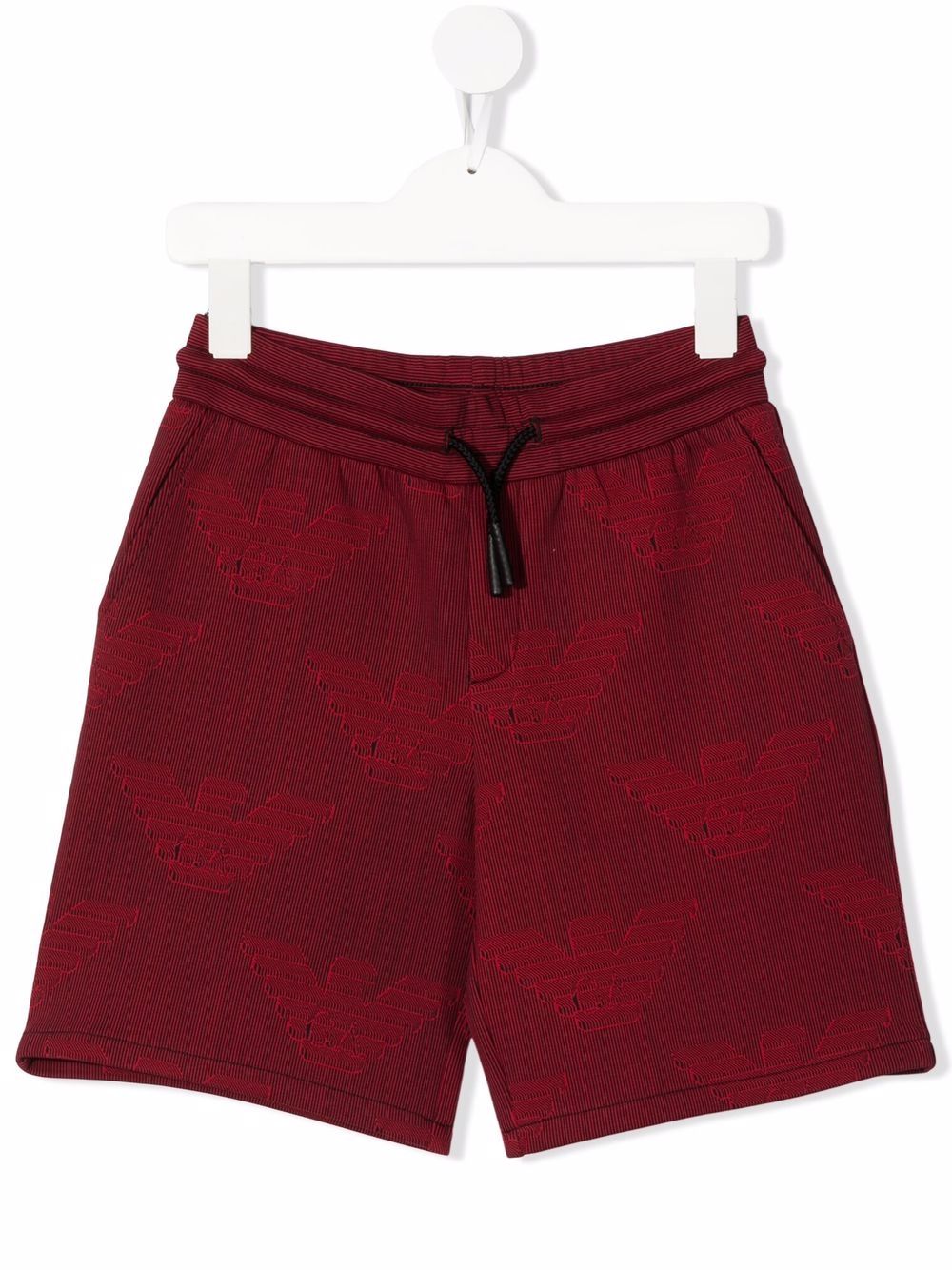 Emporio Armani Kids 经典logo印花短裤 - 红色