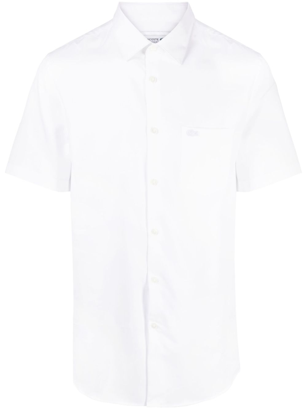 Lacoste logo刺绣短袖棉衬衫 - 白色