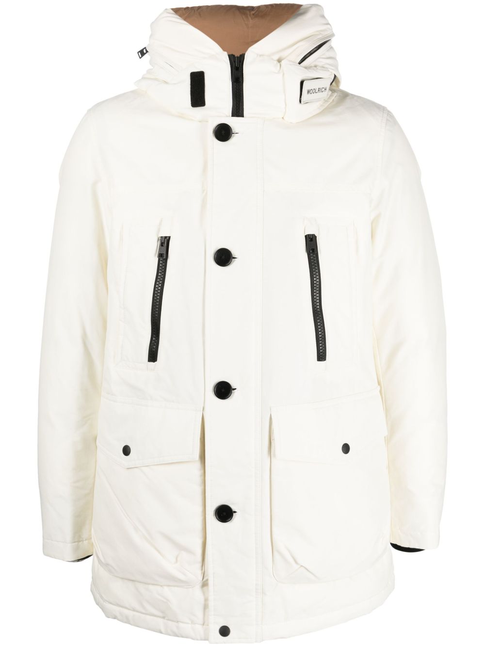 Woolrich logo印花连帽外套 - 白色