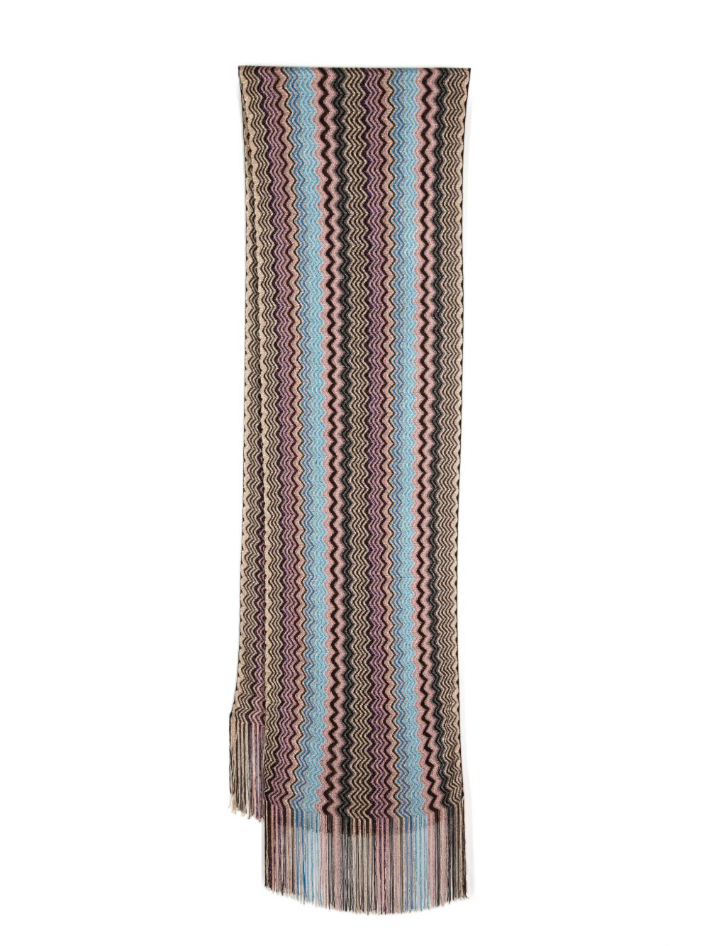 Missoni Z字形图案金银丝围巾 - 褐色