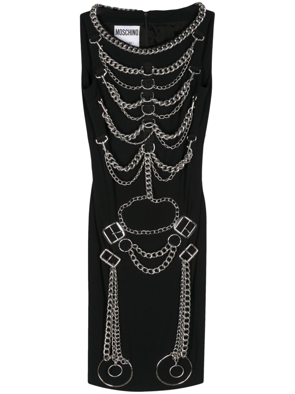 Moschino Pre-Owned 搭链细节中长连衣裙（2010年代典藏款） - 黑色