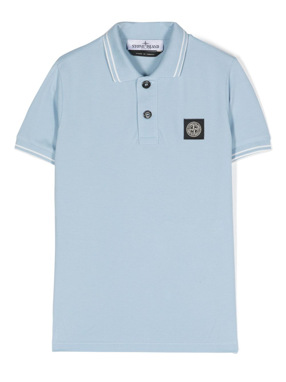 Stone Island Junior 罗盘图案棉polo衫 - 蓝色