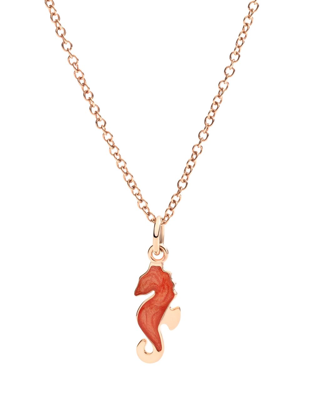 Dodo 9K玫瑰金 Seahorse 吊坠 - 橘色