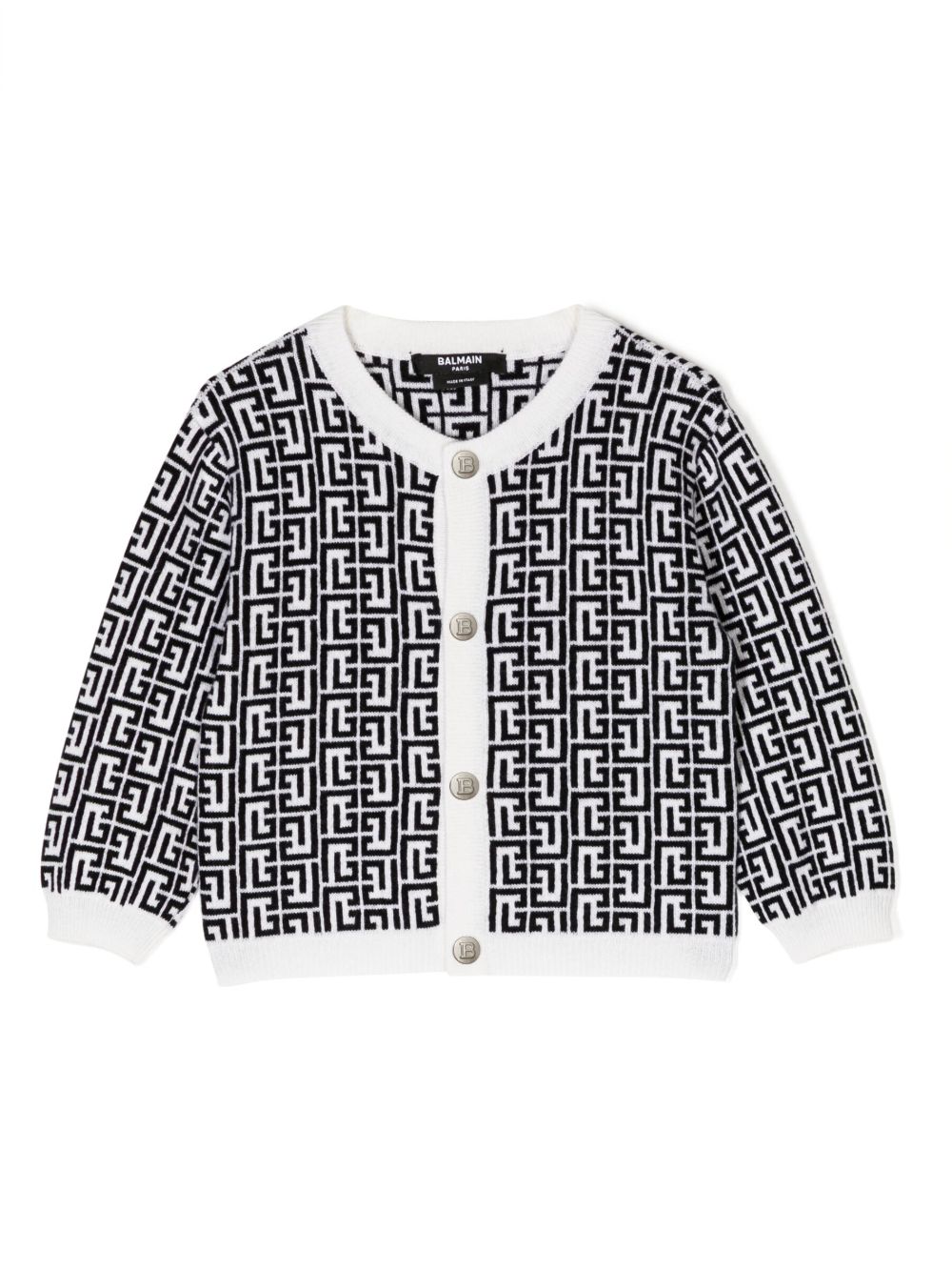 Balmain Kids 经典logo图案针织开衫 - 黑色