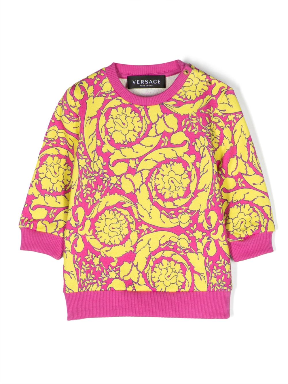 Versace Kids Barocco 印花棉卫衣 - 粉色