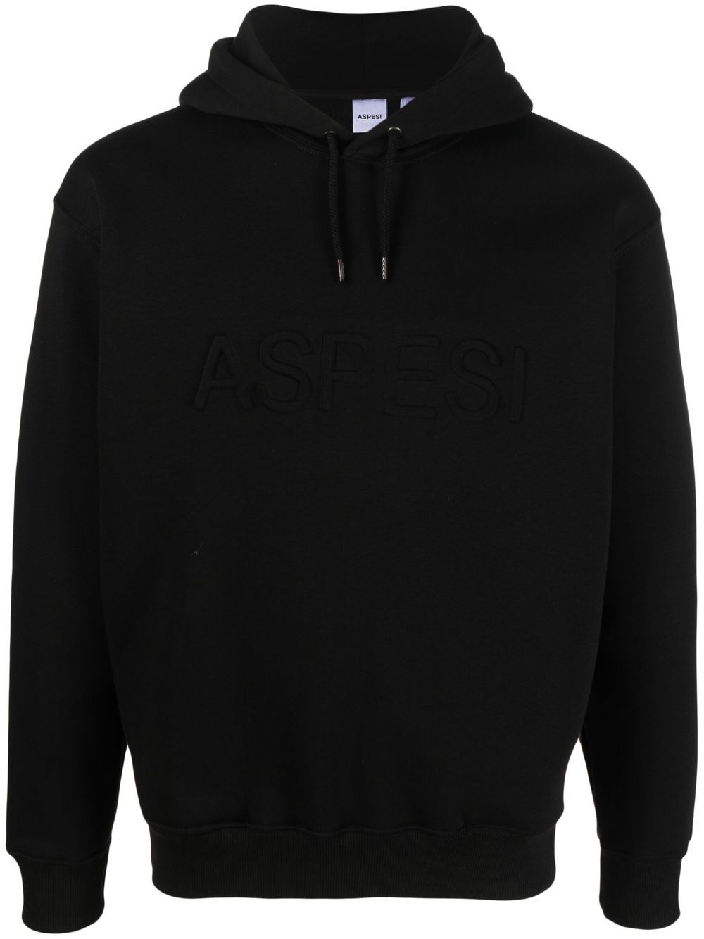 ASPESI logo压纹抽绳连帽衫 - 黑色
