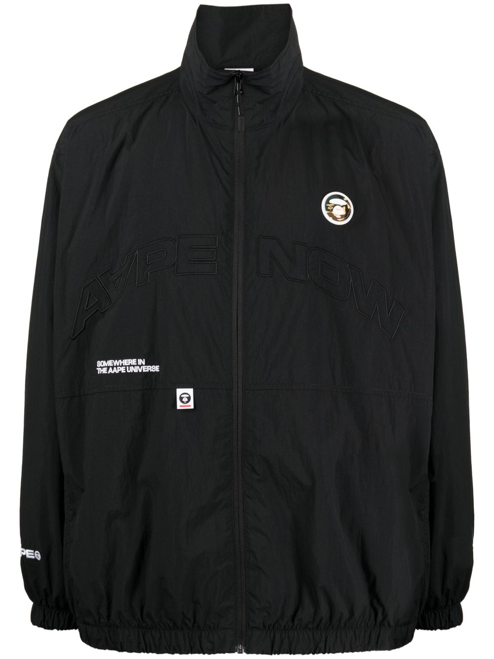 AAPE BY *A BATHING APE® logo刺绣高领夹克 - 黑色