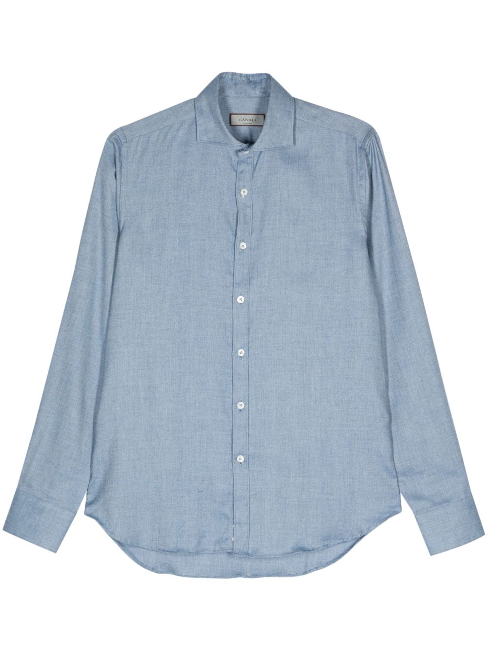 Canali 切角领排扣衬衫 - 蓝色