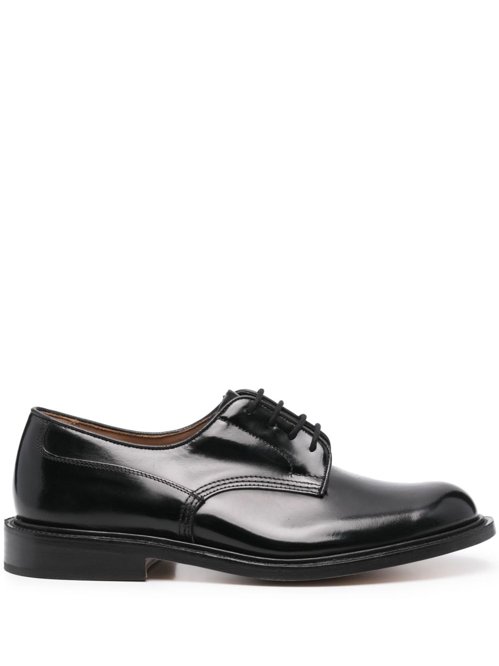 Tricker's 皮质德比鞋 - 黑色