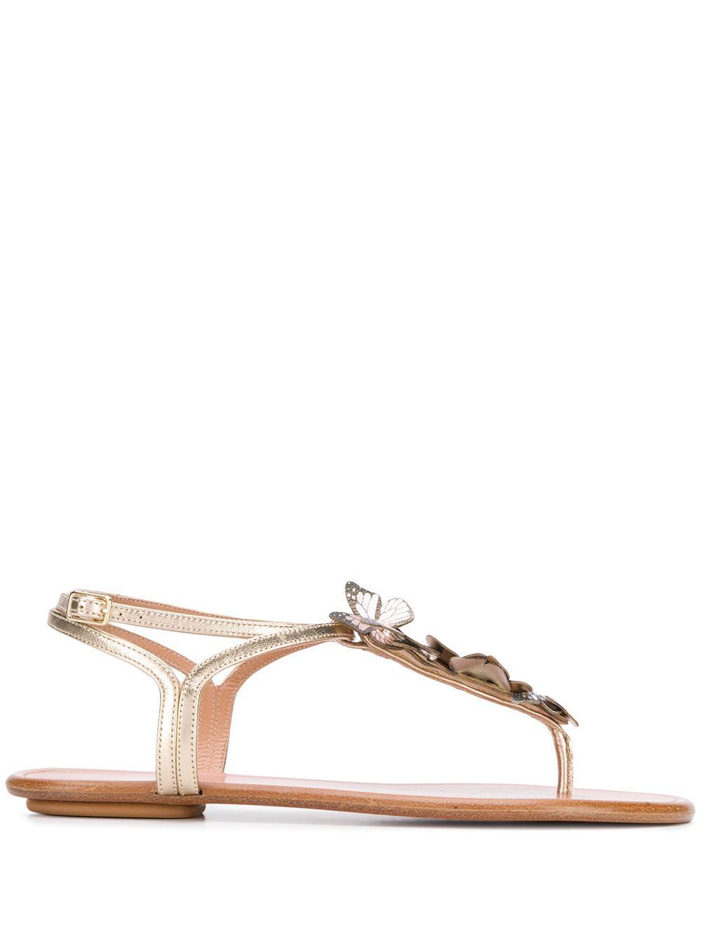 Aquazzura Papillon 蝴蝶缝饰夹脚凉鞋 - 金色
